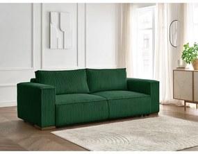 Zielona sztruksowa rozkładana/ze schowkiem sofa 244 cm Chelsea – Bobochic Paris