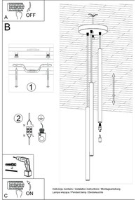 Lampa wisząca PASTELO 3P zielona oliwka SOLLUX  LIGHTING