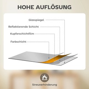 HOMCOM Lustro ścienne, dekoracyjne lustro z metalową ramą, czarne paski, szkło warstwowe, 50B x 2T x 70H cm | Aosom PL