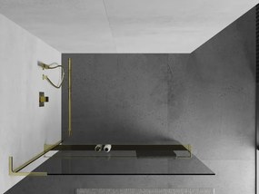 Mexen Kioto+ L ścianka prysznicowa z półką Walk-in 65 x 200 cm, transparent, złota - 800-065-123-50-00