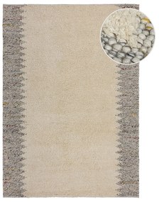 Szaro-kremowy dywan z mieszanki wełny tkany ręcznie 120x170 cm Minerals Border – Flair Rugs