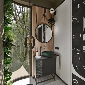 Umywalka ceramiczna nablatowa okrągła zielona 38 cm MOLIS GREEN