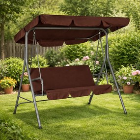 Huśtawka ogrodowa Cozy z regulowanym daszkiem, kolor brązowy