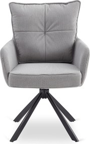 Krzesło Tapicerowane Obrotowe do Salonu CITY Szare Sztruksowe Nowoczesne