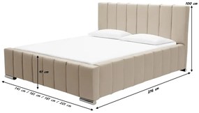 Łóżko tapicerowane z pojemnikiem SWEET Jasny różowy 180x200 cm