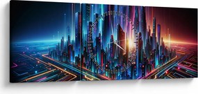 Obraz - Miasto przyszłości (z zegarem) (90x30 cm)