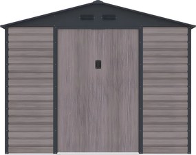 Wiata ogrodowa ADELMO ze stali galwanizowanej, drewnopodobnej – kolor szary – 8,94m²