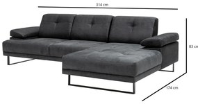 Ciemnoszara sofa narożna Artie Mustang, narożnik prawy