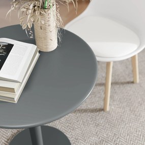 HOMCOM Okrągły stół dla 2 osób, stalowy, do wnętrz i na zewnątrz, szary | Aosom PL