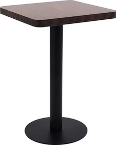 Nowoczesny stolik bistro 50x50 cm MDF ciemnobrązowy dla 2 osób, nogi z czarnej stali