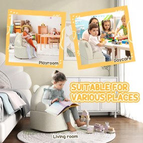 AIYAPLAY Fotel dla dzieci, w kształcie misia, z miękkim polaru misiowego, do 3 lat, 52x48x59 cm, Beżowy