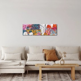 Obraz - Serce na abstrakcyjnym tle (z zegarem) (90x30 cm)