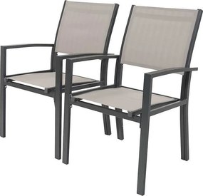 Krzesło ogrodowe aluminiowo-tekstylenowe "Tropic" - Phoenix - Szaro-brązowy - Zestaw 2 szt.
