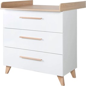 Biała komoda dziecięca w dekorze dębu z przewijakiem 88,5x99x76 cm Léon – Roba