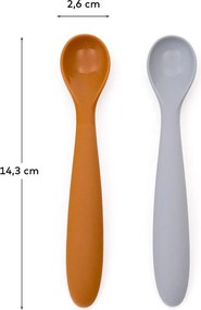Jasnoniebiesko-pomarańczowe plastikowo-silikonowe łyżeczki dla dzieci zestaw 2 szt. Lili – Kave Home