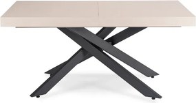 Stół Prostokątny Rozkładany HAMPTON 160-240 cm Kaszmir/Czarny do Jadalni Japandi
