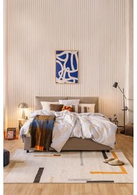 Szarobrązowe tapicerowane łóżko dwuosobowe ze schowkiem i stelażem 160x200 cm Myra Pillow – Bonami Selection