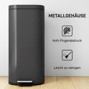 HOMCOM 30 L kosz na śmieci do kuchni, pedałowy z pokrywą, Soft-Close i funkcja utrzymania otwarcia, do kuchni i domu | Aosom PL