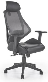 Ergonomiczny czarny fotel obrotowy z regulacją oparcia i zagłówkiem- Simona