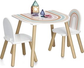 Zestaw mebli dla dzieci RAINBOW z MDF i sosny, stolik + 2 krzesła