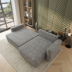 Masseno Narożnik BELARO z funkcją spania i pojemnikiem na pościel Narozniki L, Rozkładana sofa - Jasnoszary, BELLA 65