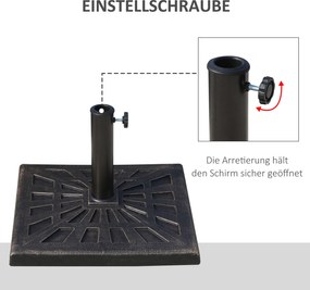 Stojak na parasole Outsunny 15 kg uchwyt na parasol do żywicy syntetycznej Ø38 mm Ø48 mm