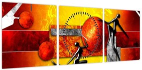 Obraz - Malarstwo ludzkości (z zegarem) (90x30 cm)