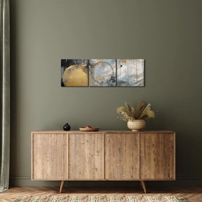 Obraz - Abstrakcja ze złotą kulą (z zegarem) (90x30 cm)