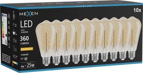 Mexen Vintis 10x żarówka filament spirala LED E27, ST64, 4W, Ciepła - 2200K, 360 lm, amber - L162-E27-0422-50x10