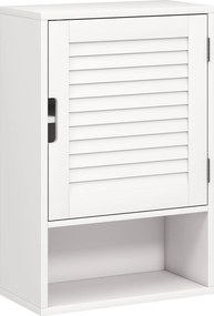 HOMCOM Wisząca szafka łazienkowa z 1 drzwiczkami, regulowanymi półkami, 40 x 20 x 60 cm, biała | Aosom PL