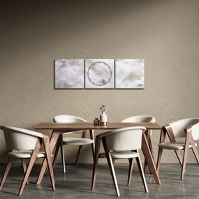 Obraz - Białe pióra (z zegarem) (90x30 cm)
