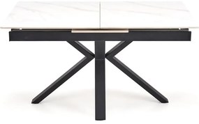 Stół rozkładany PLATAN 140(180)x85 biały marmur/czarny HALMAR
