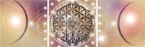 Obraz - Mandala z elementami (z zegarem) (90x30 cm)