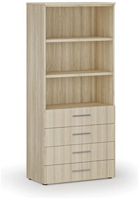 Szafa biurowa z szufladami PRIMO WOOD, 800 x 420 x 1781 mm, dąb naturalny