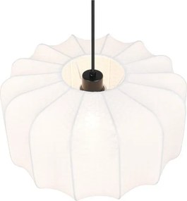 Biała metalowa lampa wisząca z tekstylnym kloszem ø 40 cm Madleine – Reality