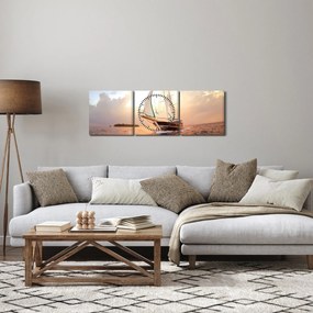 Obraz jachtu (z zegarem) (90x30 cm)