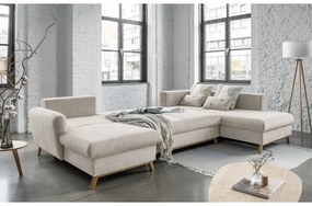 Beżowa rozkładana sofa w kształcie litery "U" Miuform Scandic Lagom, prawostronna