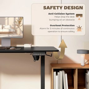 Vinsetto Biurko stojące, regulowane, komputerowe 140 cm x 70 cm x 116 cm, Czarne