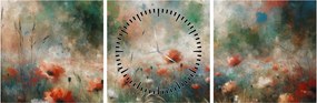 Obraz – Abstrakcja pola z makami (z zegarem) (90x30 cm)