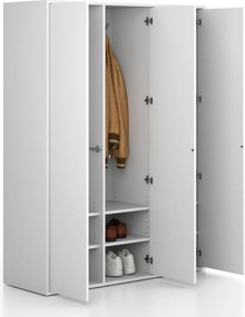 Szafka FRAME, 3 przedziały, 1299 x 450 x 1735 mm, PUSH-lock, biały