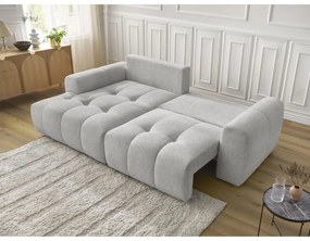 Jasnoszary rozkładany/ze schowkiem narożnik z tkaniny szenilowej (lewostronny/z szezlongiem) Roxelane – Bobochic Paris