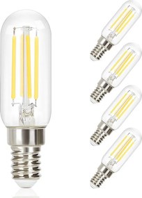 NETTLIFE Zestaw 4 żarówek LED E14 Vintage Cool White: żarówki energooszczędne T25 4W 6000K, styl Edison z żarnikiem do okapu kuchennego