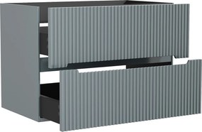 Podwieszana szafka umywalkowa prążkowana błękitna - 80 cm - PAVANI