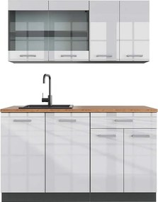 Pojedyncza kuchnia biały wysoki połysk/antracyt 140x60x81.6 r-line