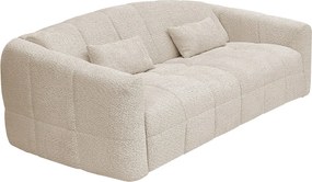 Kanapa rozkładana 4-osobowa typu express z beżowej tkaniny z bukli - Powierzchnia spania 160 cm - Materac 16 cm RETUNA