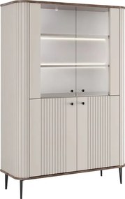 Witryna Vesper 103 cm czterodrzwiowa - kaszmir / orzech / czarne nogi