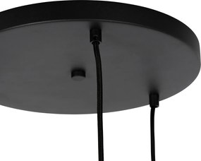 Retro lampa wisząca czarna z przezroczystym szkłem okrągła 3-światłowa - Eclipse