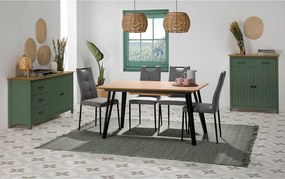 Zielono-naturalna niska komoda z litego drewna sosnowego 150x80 cm Miranda – Marckeric