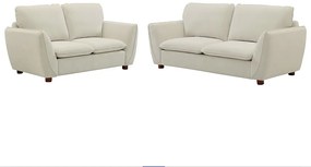 Kanapy  3-osobowa i 2-osobowa z tkaniny w kolorze złamanej bieli MENARDIA