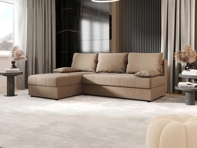 BEDANTE narożnik MOS L Itaka 48 lewa brązowy z funkcją spania sofa w kształcie litery L z pojemnikiem na pościel